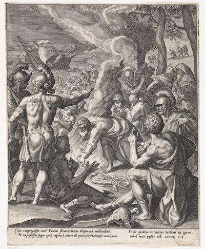 Paulus op Malta door Johann Sadeler (I)