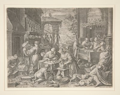 De rijke man en Lazarus door Johann Sadeler I