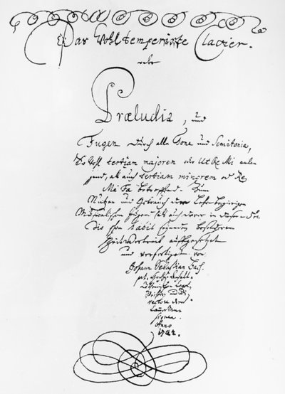 Handgeschreven Titelpagina van Het Wohltemperierte Klavier, 1722 door Johann Sebastian Bach