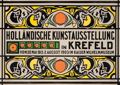Poster voor de Nederlandse kunsttentoonstelling in het Kaiser Wilhelm Museum in Krefeld door Johan Thorn Prikker