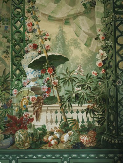 Tuintafereel met paraplu en weelderige tent door Johann Wenzel Bergl