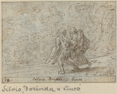Silvio, Dorinda en Linco, 1640 door Johann Wilhelm Baur