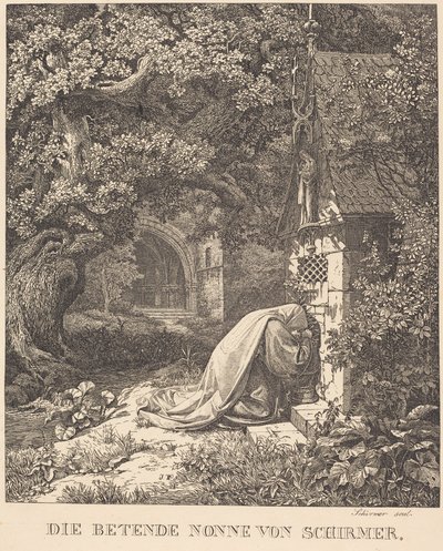 De biddende non door Johann Wilhelm Schirmer