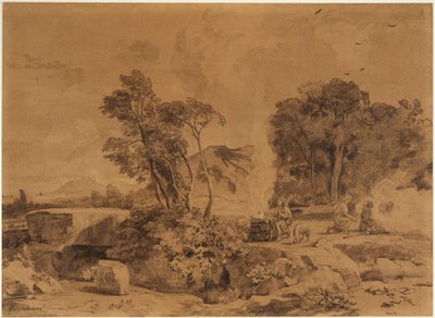 Het offer van Kaïn en Abel (Genesis 4, 4-5) door Johann Wilhelm Schirmer