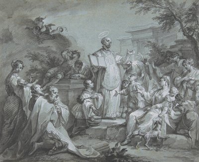Sint Ignatius van Loyola Predikend, voor 1761 door Johann Wolfgang Baumgartner