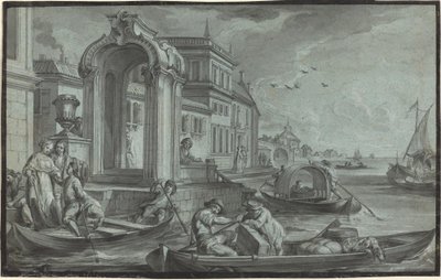 Venetiaanse Fantasie met een Sierlijke Boog door Johann Wolfgang Baumgartner