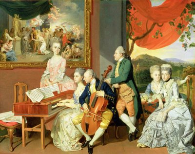 George, 3e Graaf Cowper, met de Familie van Charles Gore, c.1775 door Johann Zoffany