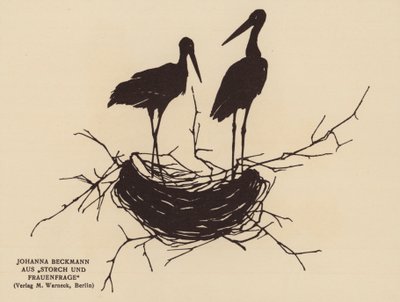 Silhouet van een ooievaarsnest door Johanna Beckmann