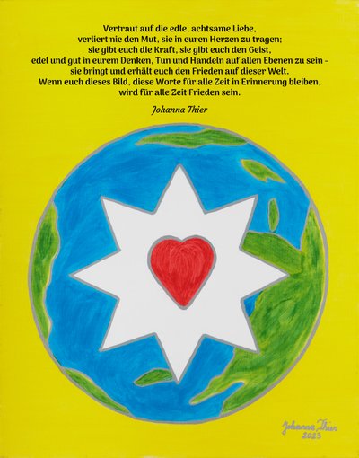 Het Rosentaler-beeld met de ster van nobele, zorgzame liefde voor een hele, vreedzame wereld door Johanna Thier