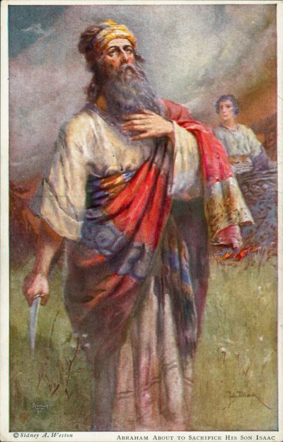 Abraham op het punt zijn zoon Isaak te offeren door Johannes Adolf Tillack