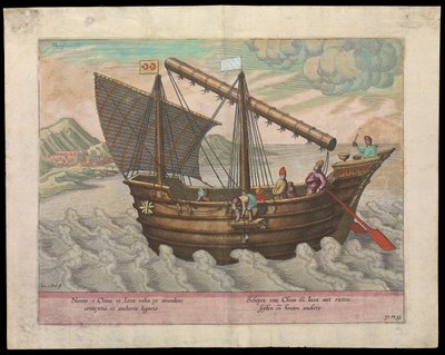 Naves et China et Java (zeilschip van China & Java, 1599), begin 17e eeuw door Johannes Baptista van the Younger Doetechum