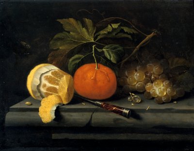 Vruchten op een stenen tafel, c1653-1659 door Johannes Borman
