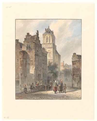 Gezicht op het stadhuis van Delft door Johannes Bosboom