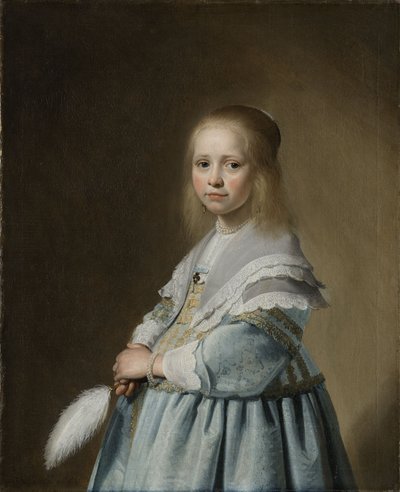Portret van een meisje in blauw door Johannes Cornelisz. Verspronck