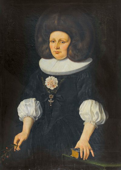 Duits: Portret van een dame met een gebedenboek door Johannes Dünz