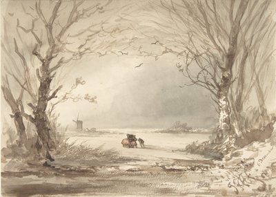 Een winterlandschap, 1854 door Johannes Franciscus Hoppenbrouwers