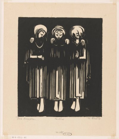 Drie vrouwen door Johannes Frederik Engelbert ten Klooster (signed by artist)