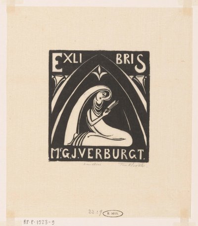 Ex libris van Gerrit-Jan Verburgt door Johannes Frederik Engelbert ten Klooster (signed by artist)