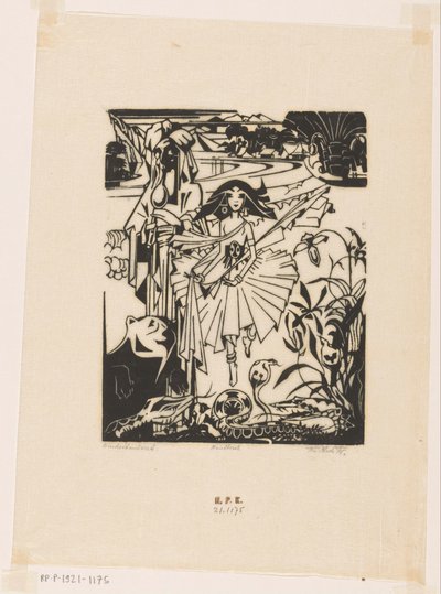 Hindoedanseres door Johannes Frederik Engelbert ten Klooster (signed by artist)