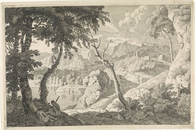 Arcadisch landschap met twee herders door Johannes Glauber