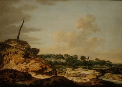 Landschap met jager en verre uitzicht op Middleburg door Johannes Goedaert