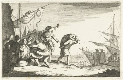 Haven met converserende kooplieden door Johannes Gronsveld