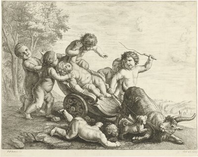 Putti met bokkenwagen door Johannes Gronsveld