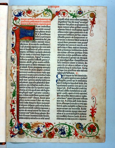 Pagina uit een Gutenberg Bijbel, 1455 door Johannes Gutenberg