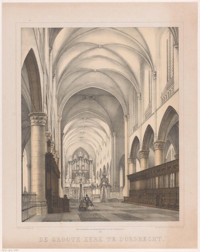 Interieur van de Grote Kerk in Dordrecht door Johannes Hermanus van der Heijden