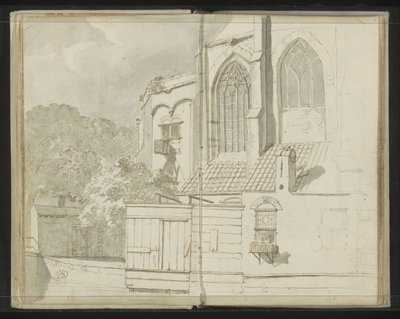 Achterzijde van de Nieuwe Kerk te Delft door Johannes Huibert Prins