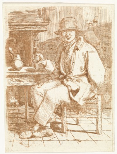 Lachende man met glas in de hand door Johannes Huibert Prins