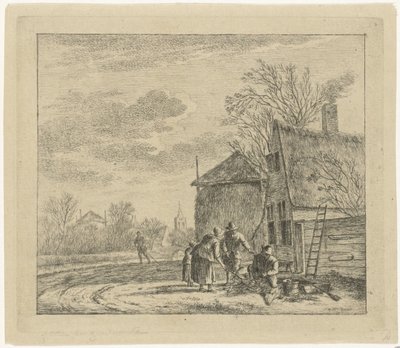 Landschap met boerderij en hooischuur door Johannes Janson