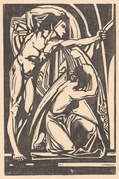 Staande man en knielende vrouw door Johannes Josephus Aarts