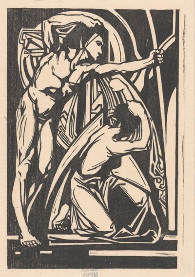 Staande man en knielende vrouw door Johannes Josephus Aarts