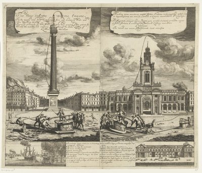 Gebruik van de slangbrandspuiten in Londen, ca. 1690-1700 door Johannes Kip