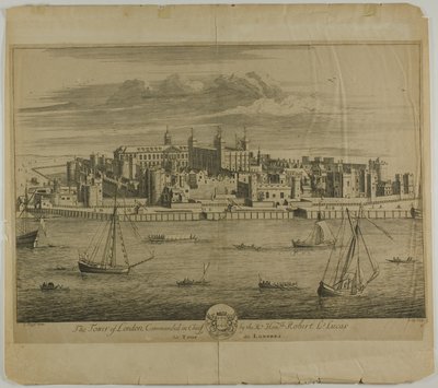 De Tower of London, plaat vijf uit Britannia Illustrata door Johannes Kip