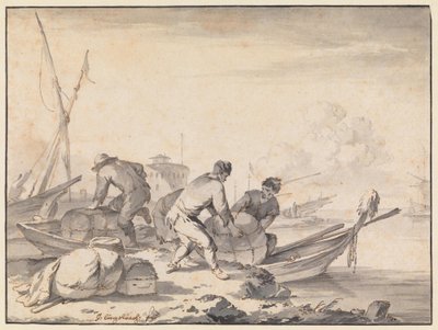 Italiaansche zeehaven door Johannes Lingelbach
