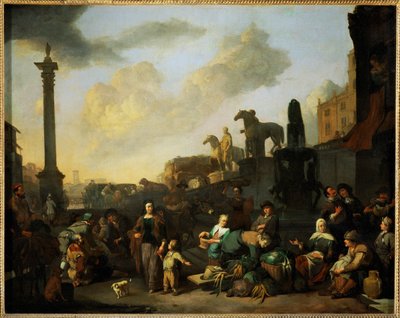 Kruidenmarkt in Rome - De kruidenmarkt in Rome ... door Johannes Lingelbach