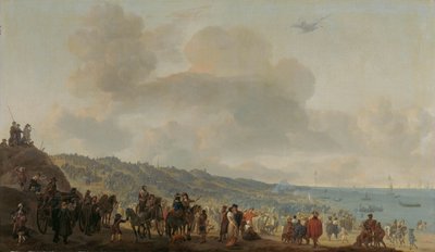 Het Vertrek van Karel II van Engeland uit Scheveningen, 2 juni 1660 door Johannes Lingelbach