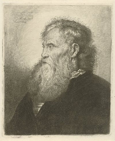 Portret van een oude man met baard door Johannes Mock