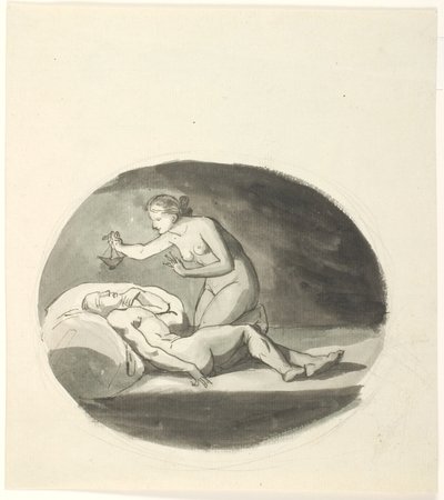 Psyche en de slapende Amor door Johannes Senn