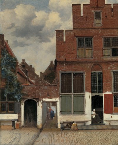 Gezicht op huizen in Delft, bekend als 