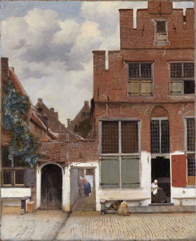 Gezicht op huizen in Delft, bekend als 