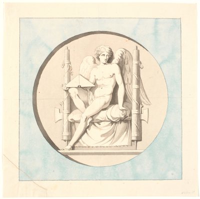 De genius van gerechtigheid. Tekening voor het marmerreliëf op de Vrijheidszuil door Johannes Wiedewelt