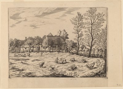 Boerderij door Johannes and Lucas van Doetechum after Master of the Small Landscapes