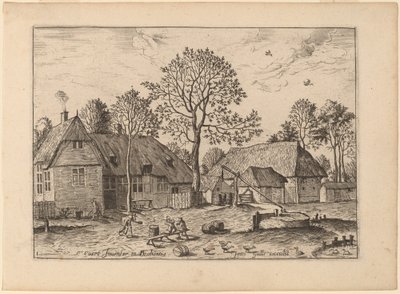 Boerderijen met Waterput door Johannes and Lucas van Doetechum after Master of the Small Landscapes
