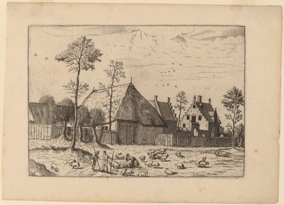Schuur met huisje door Johannes and Lucas van Doetechum after Master of the Small Landscapes