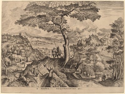 Milites Requiescentes (Soldaten in Rust) door Johannes and Lucas van Doetechum after Pieter Bruegel the Elder