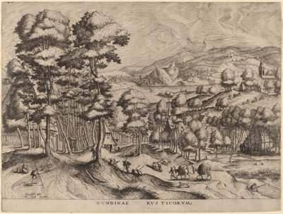 Nundinae Rusticorum (Rustieke Markt) door Johannes and Lucas van Doetechum after Pieter Bruegel the Elder