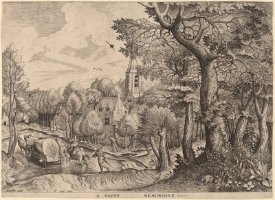 Bosrijk Dorp door Johannes and Lucas van Doetechum after Pieter Bruegel the Elder